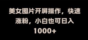 美女图片开屏操作,快速涨粉,小白也可日入1k【揭秘】-赚钱驿站