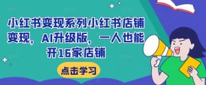 小红书变现系列小红书店铺变现,AI升级版,一人也能开16家店铺-赚钱驿站