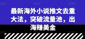 最新海外小说推文去重大法,突破流量池,出海赚美金-赚钱驿站