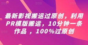 最新影视搬运过原创,利用PR模版搬运,10分钟一条作品 ,100%过原创【教程+PR模板】-赚钱驿站