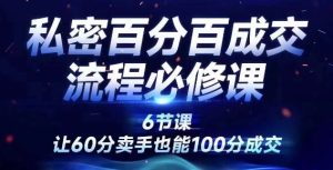 私密百分百成交流程线上训练营,绝对成交,让60分卖手也能100分成交-赚钱驿站