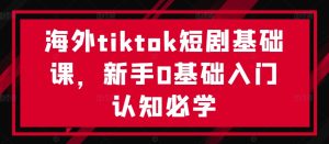 海外tiktok短剧基础课,新手0基础入门认知必学-赚钱驿站