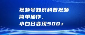 视频号知识科普视频,简单操作,小白日变现500+【揭秘】-赚钱驿站