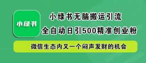 小绿书无脑搬运引流,全自动日引500精准创业粉,微信生态内又一个闷声发财的机会【揭秘】-赚钱驿站