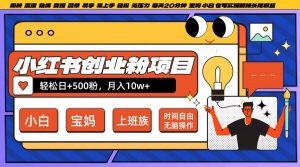 小红书创业粉项目日+500粉,每天20分钟躺赚长尾收益,无脑操作,宝妈,小白抓紧冲【揭秘】-赚钱驿站