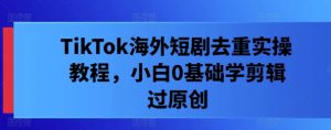 TikTok海外短剧去重实操教程,小白0基础学剪辑过原创-赚钱驿站