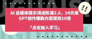AI自媒体提示词进阶课2.0,14天用 GPT创作爆款内容提效10倍-赚钱驿站