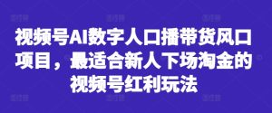 视频号AI数字人口播带货风口项目，最适合新人下场淘金的视频号红利玩法-赚钱驿站