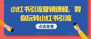 小红书引流营销课程,教你玩转小红书引流-赚钱驿站