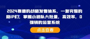 2024靠谱的战略发售体系，一套完整的助IP们，掌握小团队大批量，高效率，0 强销的运营系统-赚钱驿站
