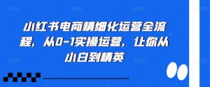 小红书电商精细化运营全流程,从0-1实操运营,让你从小白到精英-赚钱驿站