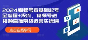 2024蝴蝶号零基础起号全流程+投流,视频号短视频直播带货运营实操课-赚钱驿站