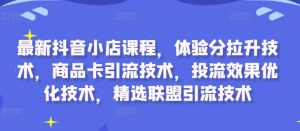 最新抖音小店课程,体验分拉升技术,商品卡引流技术,投流效果优化技术,精选联盟引流技术-赚钱驿站