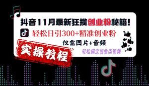 抖音11月最新狂揽创业粉秘籍,轻松日引300+精准创业粉,仅需图片+音频,轻松搞定创业类视频-赚钱驿站