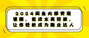 2024闲鱼内部变现课程,低成本高回报,让你轻松成为副业达人-赚钱驿站