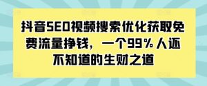 抖音SEO视频搜索优化获取免费流量挣钱,一个99%人还不知道的生财之道-赚钱驿站