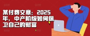 某付费文章:2025年,中产阶级如何保卫自己的财富-赚钱驿站