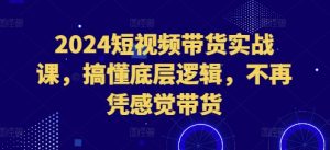 2024短视频带货实战课,搞懂底层逻辑,不再凭感觉带货-赚钱驿站