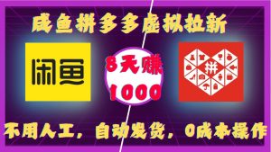 咸鱼拼多多虚拟拉新,不用人工,自动发货,0成本操作,8天收益1k-赚钱驿站
