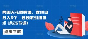 网创天花板赛道,卖项目月入6个,含独家引流技术(共26节课)-赚钱驿站