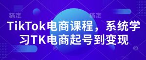 TikTok电商课程,系统学习TK电商起号到变现-赚钱驿站