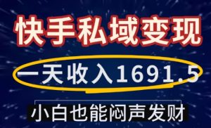 一天收入1691.5,快手私域变现,小白也能闷声发财-赚钱驿站