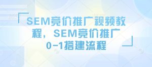 SEM竞价推广视频教程,SEM竞价推广0-1搭建流程-赚钱驿站