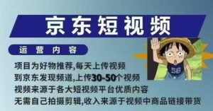 京东短视频带货课,无需自己拍摄剪辑,保姆式教学,两天快速上手-赚钱驿站