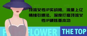 顶流女性IP实战班,流量上亿情绪引爆法,深度打磨顶流女性IP硬核基本功-赚钱驿站