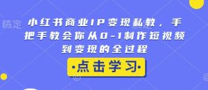 小红书商业IP变现私教,手把手教会你从0-1制作短视频到变现的全过程-赚钱驿站