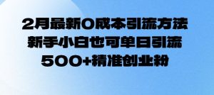2月最新0成本引流方法,新手小白也可单日引流500+精准创业粉-赚钱驿站