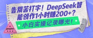 告别苦打字!DeepSeek智能创作1小时入2张?小白实操记录曝光-赚钱驿站
