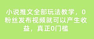 小说推文全部玩法教学,0粉丝发布视频就可以产生收益,真正0门槛-赚钱驿站