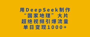 用DeepSeek制作“国家地理”大片,超绝视频引爆流量,单日变现多张-赚钱驿站