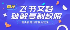 首发飞书文档破解复制权限，售卖自用均可暴力玩法-赚钱驿站