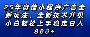 2025年微信小程序全新玩法纯小白易上手，稳定日入多张，技术全新升级，全网首发【揭秘】-赚钱驿站
