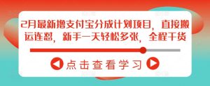 2月最新撸支付宝分成计划项目，直接搬运连怼，新手一天轻松多张，全程干货-赚钱驿站
