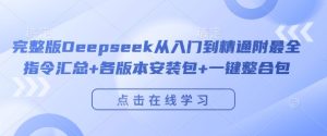 完整版Deepseek从入门到精通附最全指令汇总+各版本安装包+一键整合包-赚钱驿站