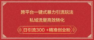 跨平台一键式暴力引流玩法,私域流量高效转化日引流300 +精准创业粉-赚钱驿站