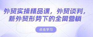 外贸实操精品课,外贸谈判,新外贸形势下的全网营销-赚钱驿站