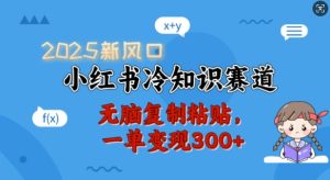 2025新风口,小红书冷知识赛道,无脑复制粘贴,一单变现300+-赚钱驿站