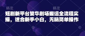 短剧新平台繁华剧场搬运全流程实操,适合新手小白,无脑简单操作-赚钱驿站