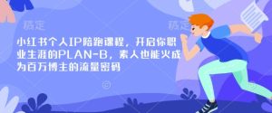小红书个人IP陪跑课程,开启你职业生涯的PLAN-B,素人也能火成为百万博主的流量密码-赚钱驿站