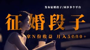 发布征婚段子,同步多个平台,拿N份收益,月入5k-赚钱驿站