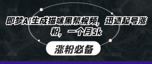 即梦AI生成猫咪黑帮视频,迅速起号涨粉,一个月5k-赚钱驿站