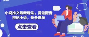 小说推文最新玩法,曼波配音搭配小说,条条爆单-赚钱驿站