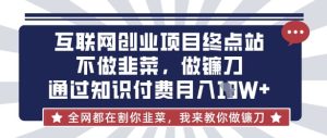 互联网创业尽头-不做韭菜,做镰刀,通过知识付费月入10个【揭秘】-赚钱驿站