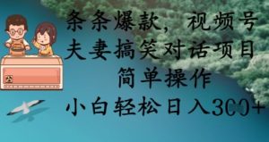 条条爆款，视频号夫妻搞笑对话项目，简单操作，小白轻松日入3张+-赚钱驿站