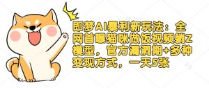 即梦AI暴利新玩法:全网首曝猫咪做饭视频躺Z模型,官方漏洞期+多种变现方式,一天5张-赚钱驿站