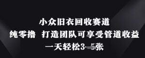 小众旧衣回收赛道，纯零撸 打造团队可享受管道收益，一天轻松3张-赚钱驿站